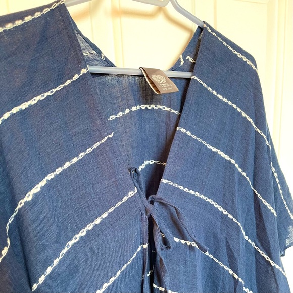 VINCE CAMUTO 100% Cotton Blue Stripes Kimono Sequins - Picture 5 of 6